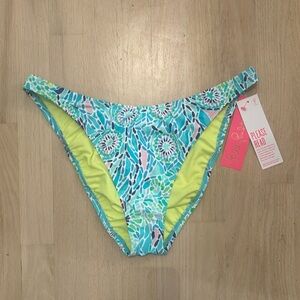 NWT Lilly Pulitzer Pico High Cut Bikini Bottoms in Blue Ibiza Open Water size 12